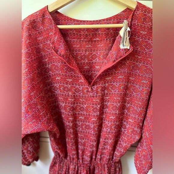 Neiman Marcus by Castleberry vintage dress midi red size S casual summer party - Picture 14 of 16